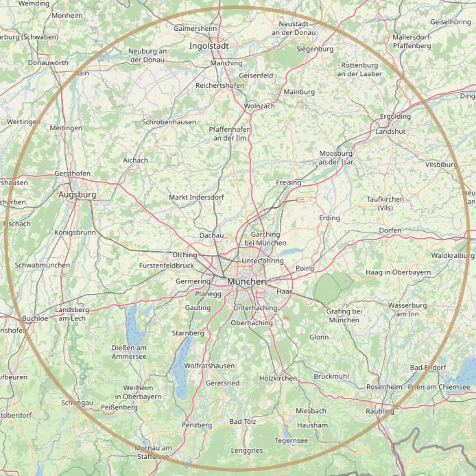 Ein Überblick über das Einsatzgebiet von tueri - Türen und Fenster für Oberbayern, Schwaben und Niederbayern