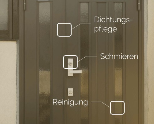 Klicken Sie auf die Überschrift neben dem Bild - dort gibt es mehr Wissen zum Thema Pflege und Wartung von Haustüren